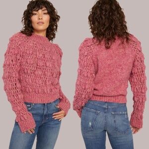 AMO Baby Alpaca Merino Wool Blend ‘JANE” Raglan Crochet Pullover Sweater M NWT